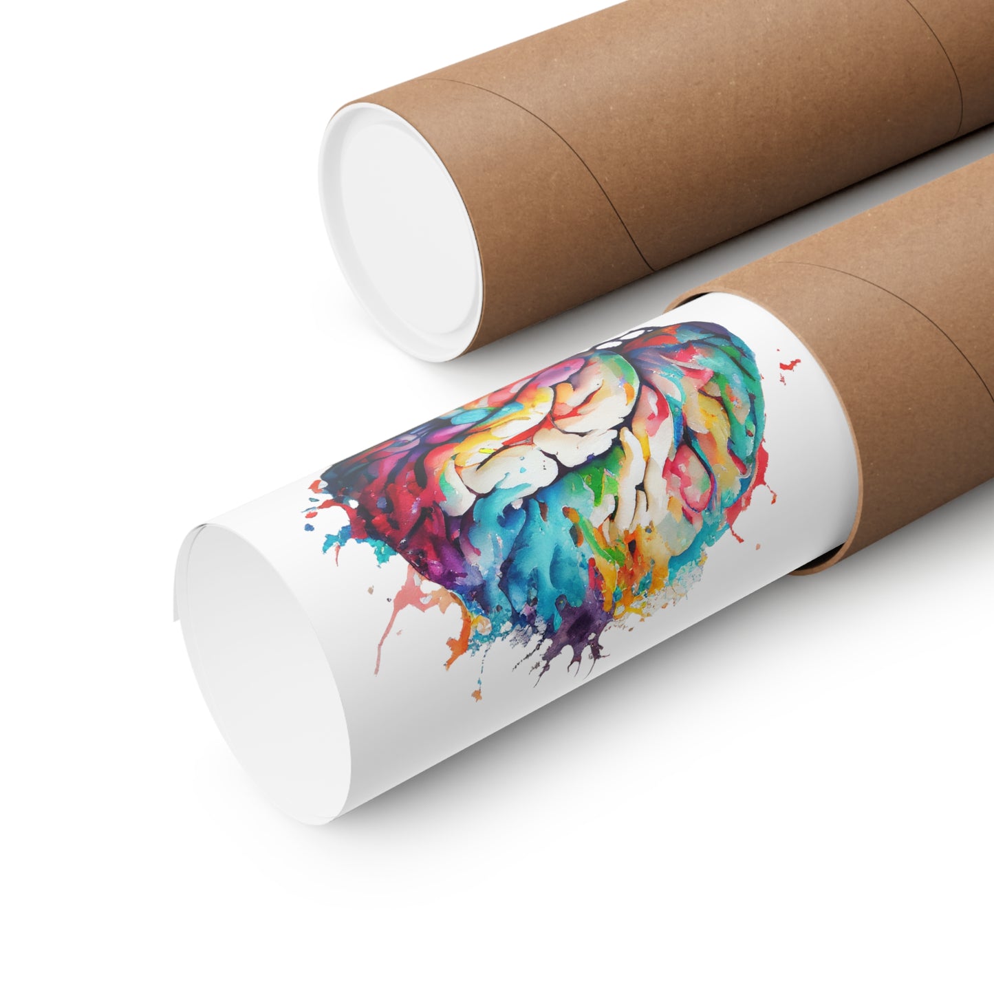 Vibrant Watercolor Brain - Premium Matte Print