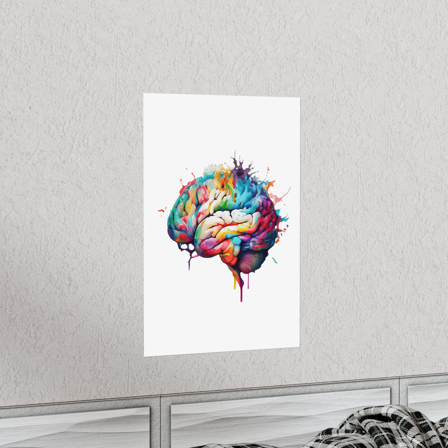 Vibrant Watercolor Brain - Premium Matte Print