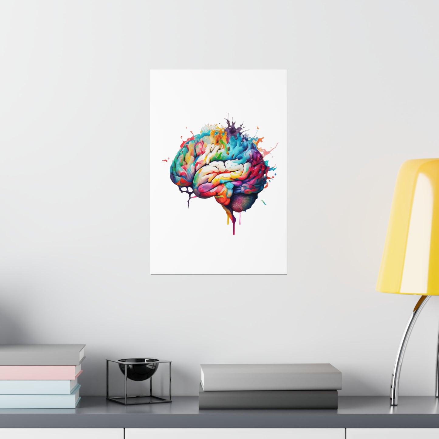 Vibrant Watercolor Brain - Premium Matte Print