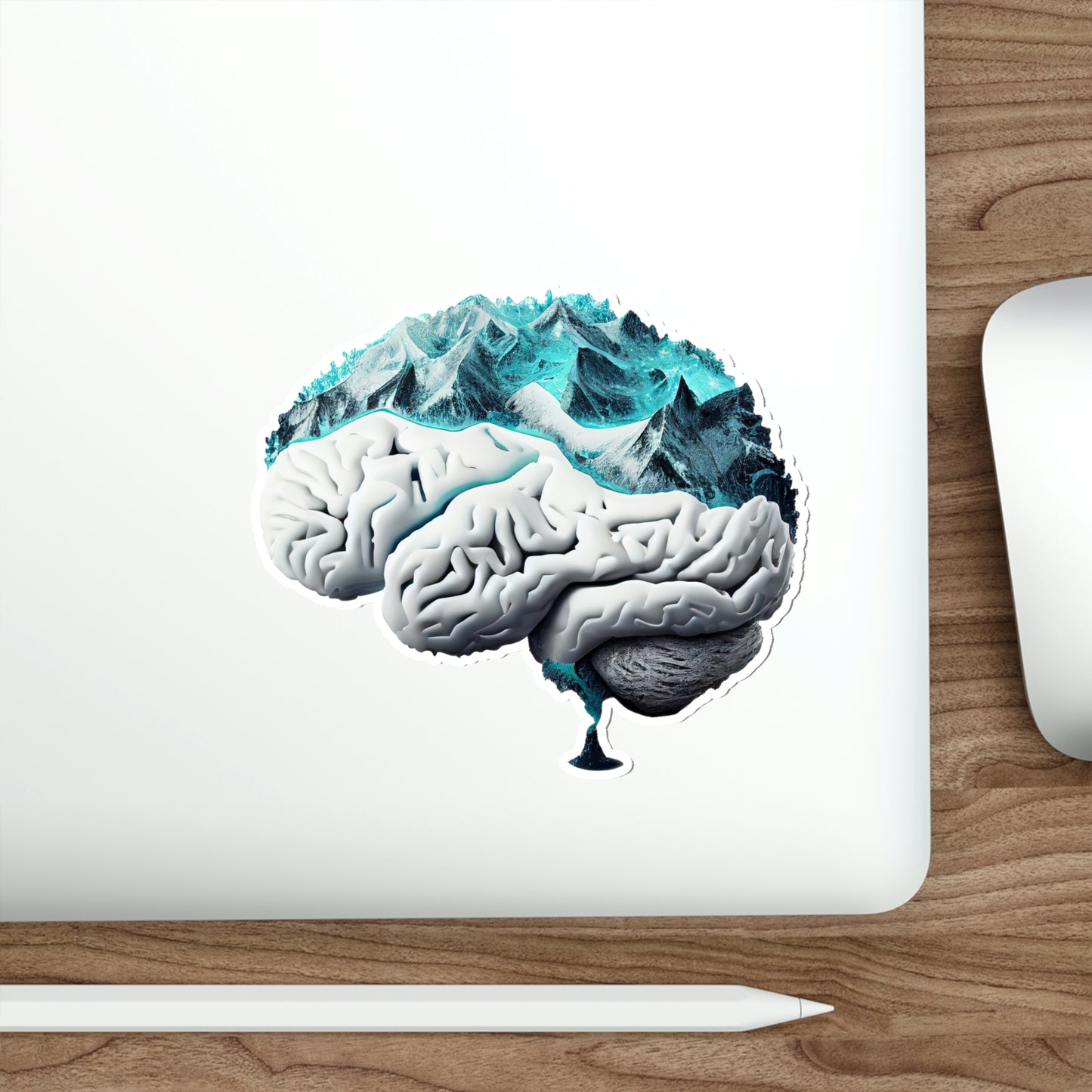 Snow Capped Mountains Brain Die-Cut Sticker