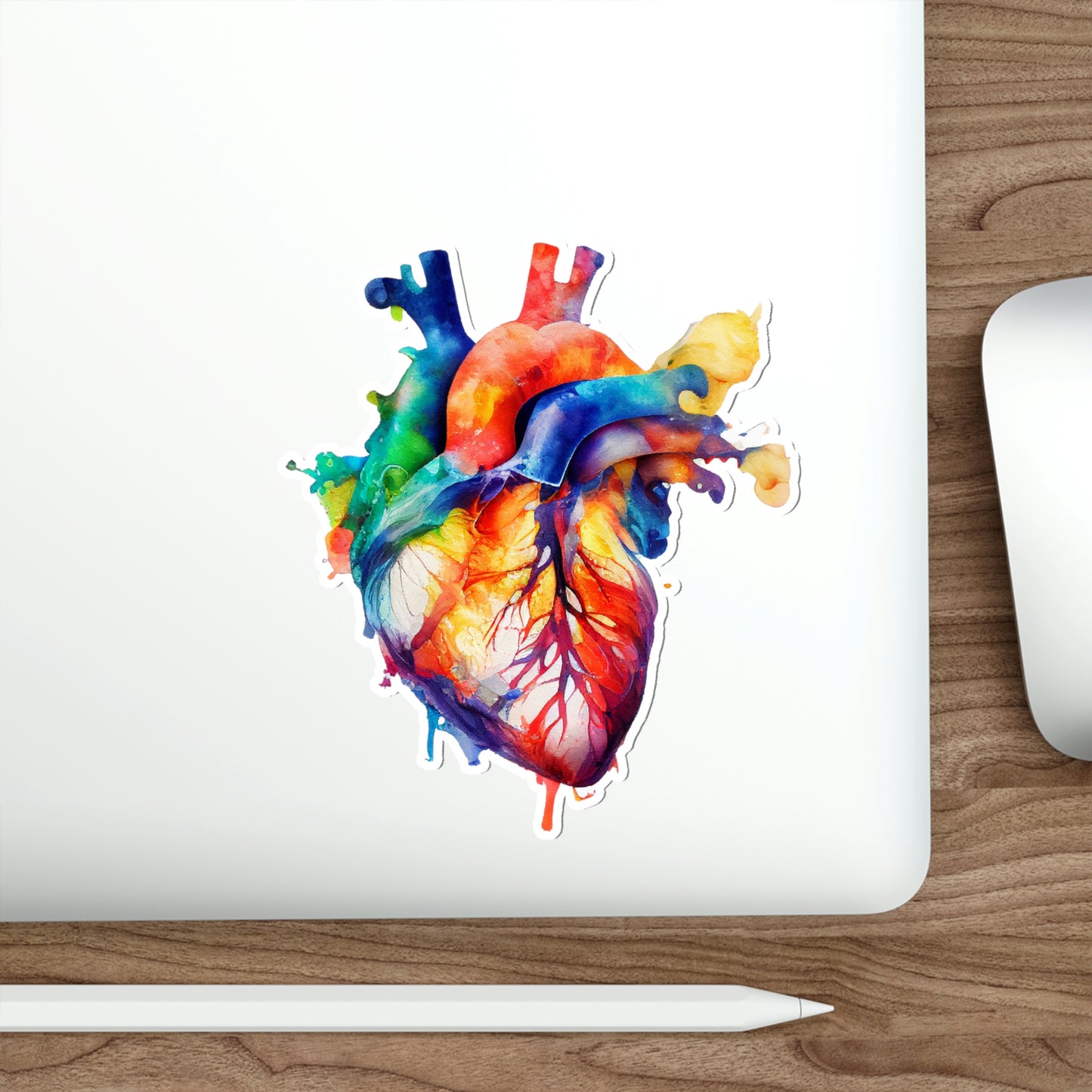 Vibrant Watercolor Heart Die-Cut Sticker