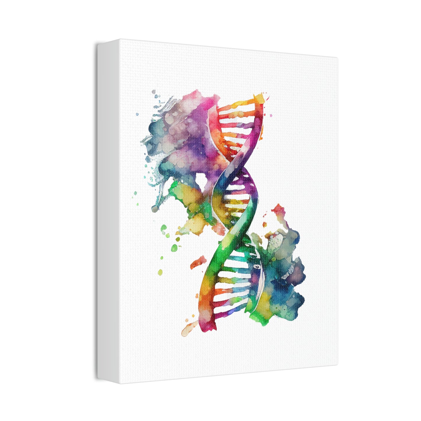 Vibrant Watercolor Double Helix DNA, ꓥVꓥ Generated - Polyester Canvas