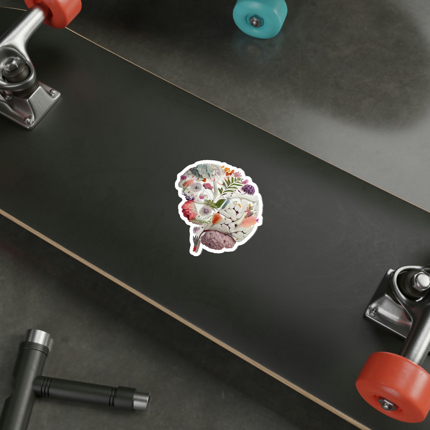 Floral Brain Die-Cut Sticker