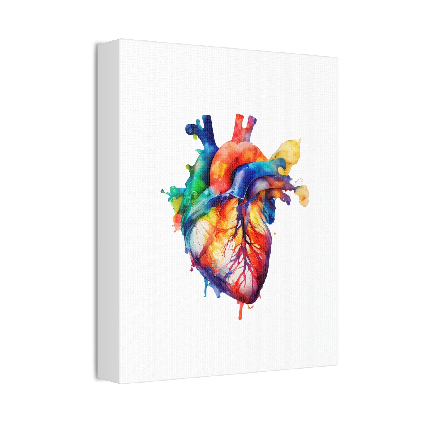 Vibrant Watercolor Human Heart, ꓥVꓥ Generated - Polyester Canvas