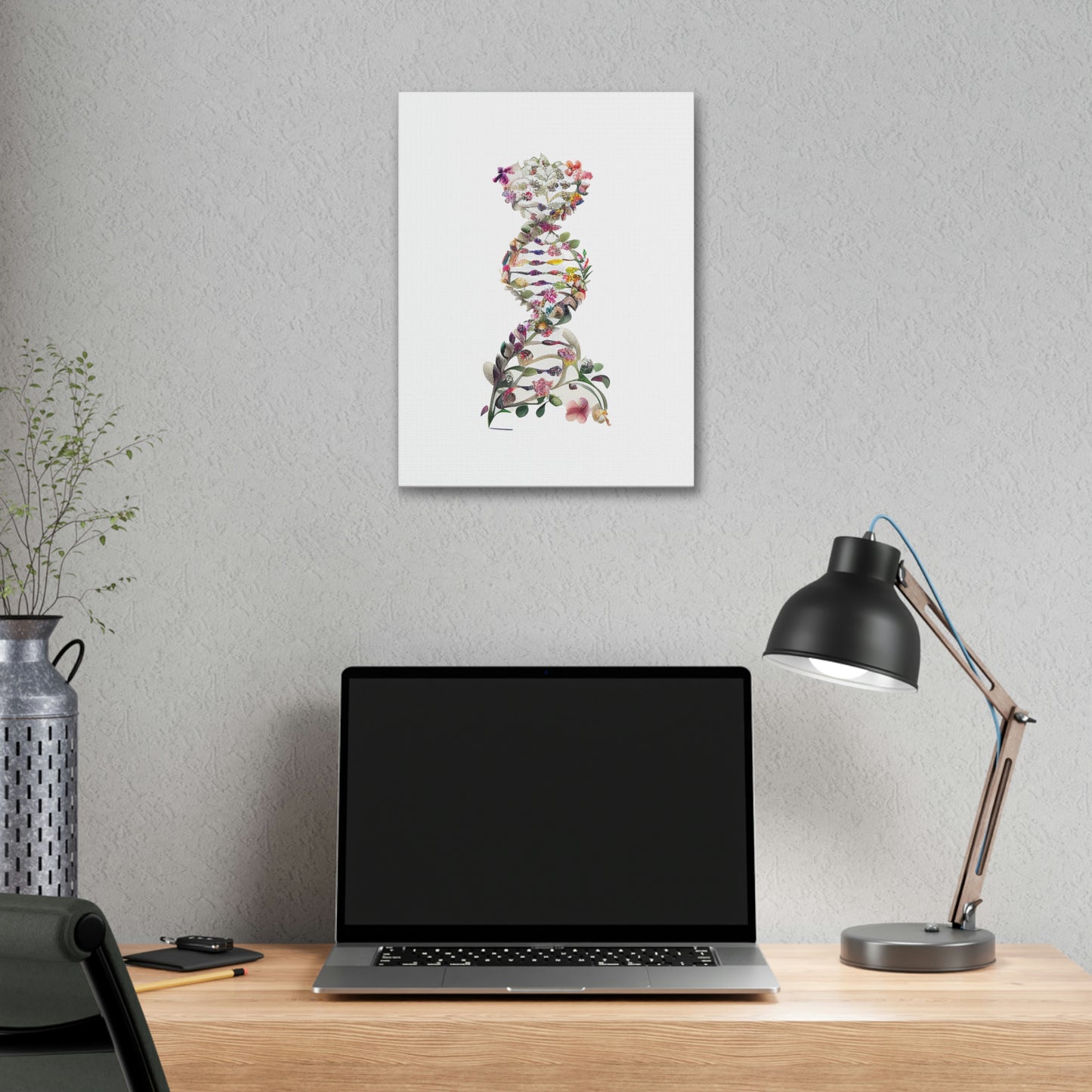 Floral Double Helix DNA, ꓥVꓥ Generated - Polyester Canvas
