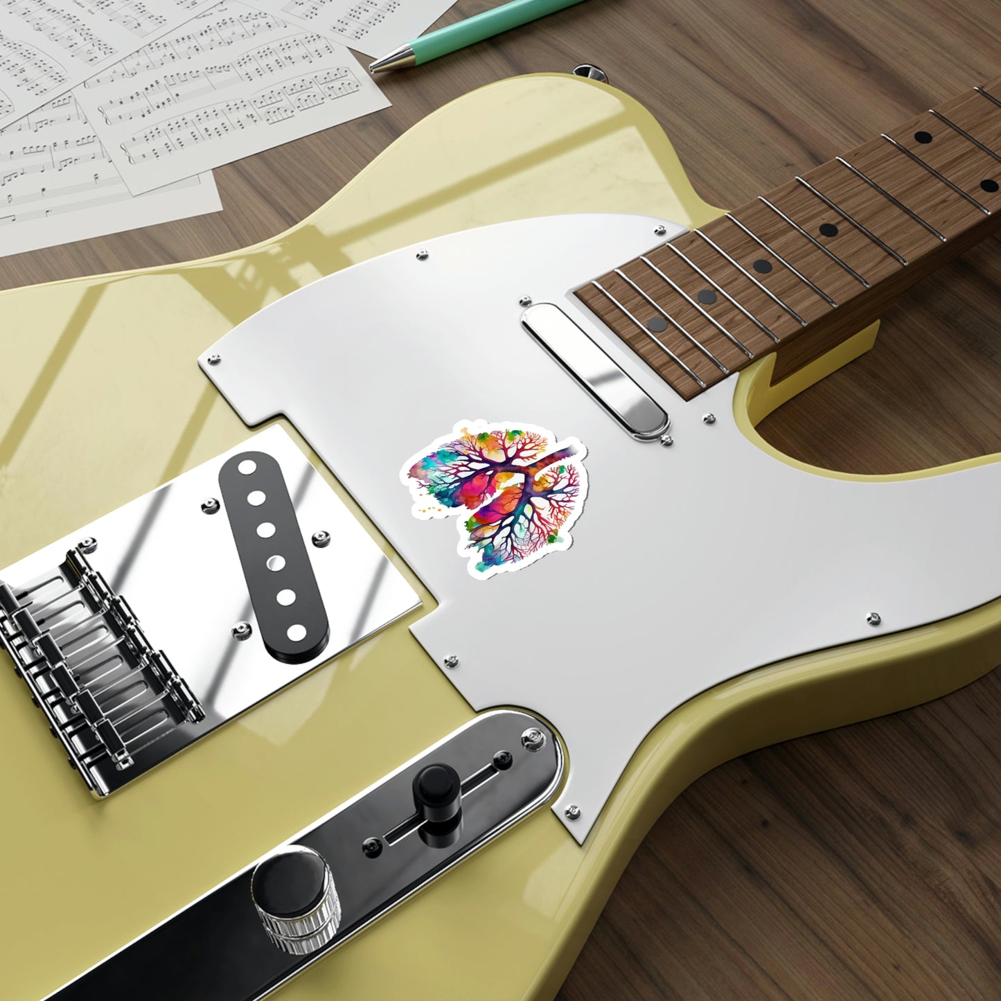 Vibrant Watercolor Lungs Die-Cut Sticker