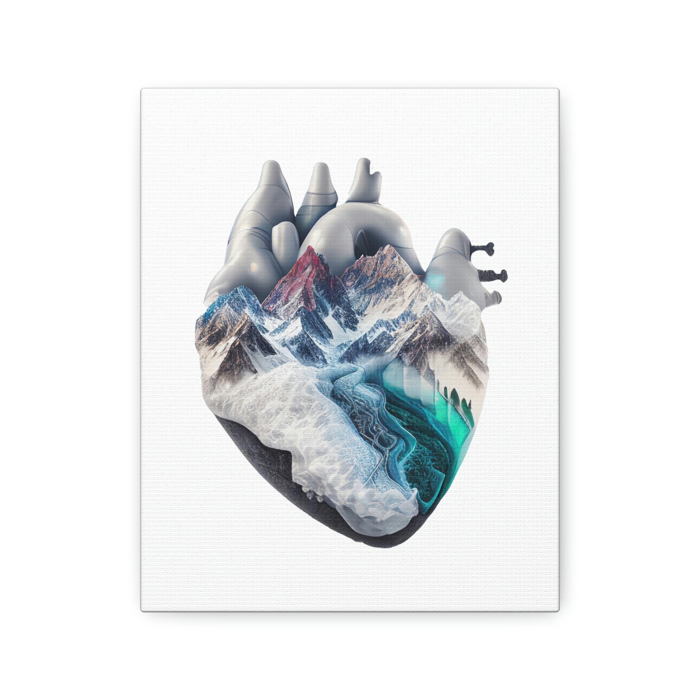 Snow Capped Mountains Heart, ꓥVꓥ Generated - Polyester Canvas