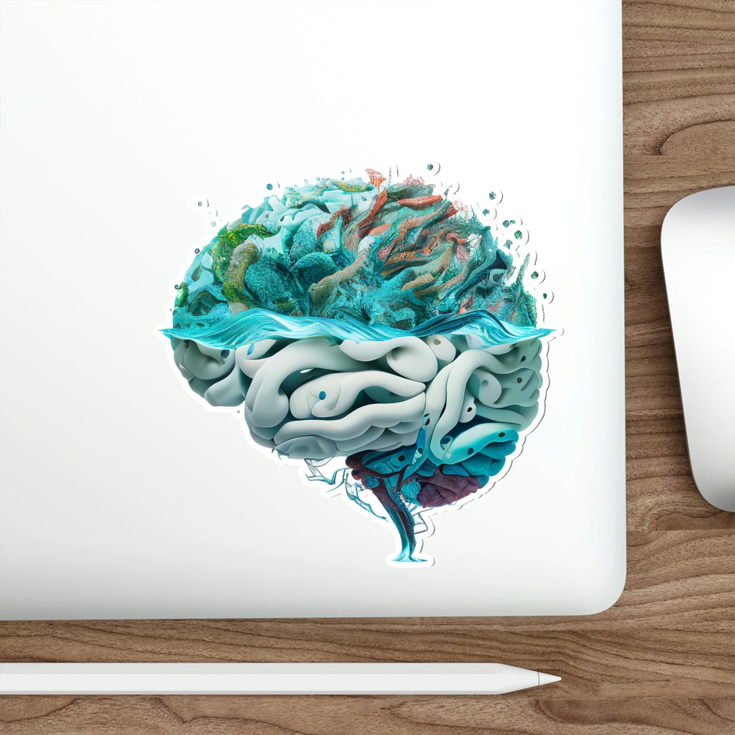 Aquatic Elements Brain Die-Cut Sticker
