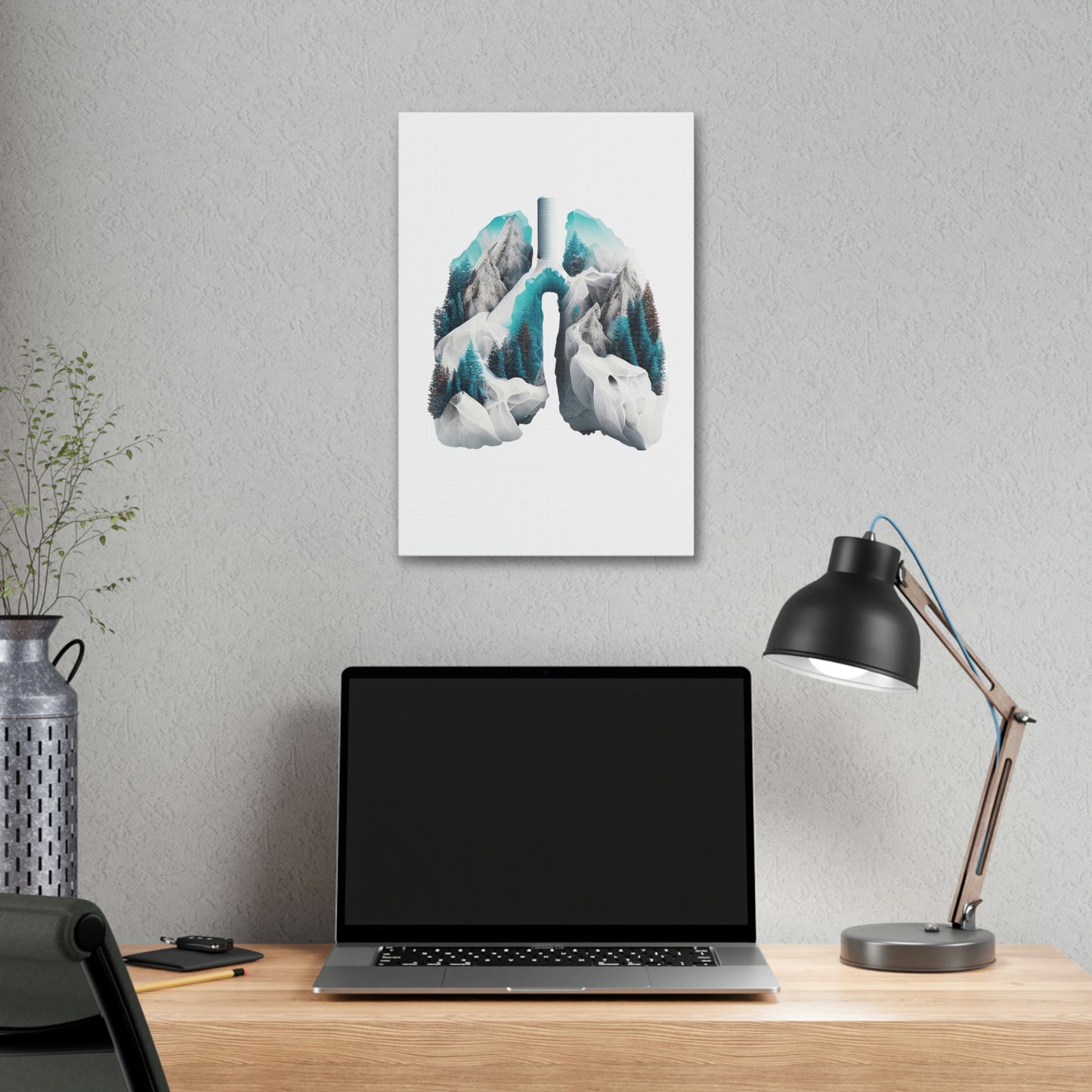 Snow Capped Mountains Lungs, ꓥVꓥ Generated - Polyester Canvas