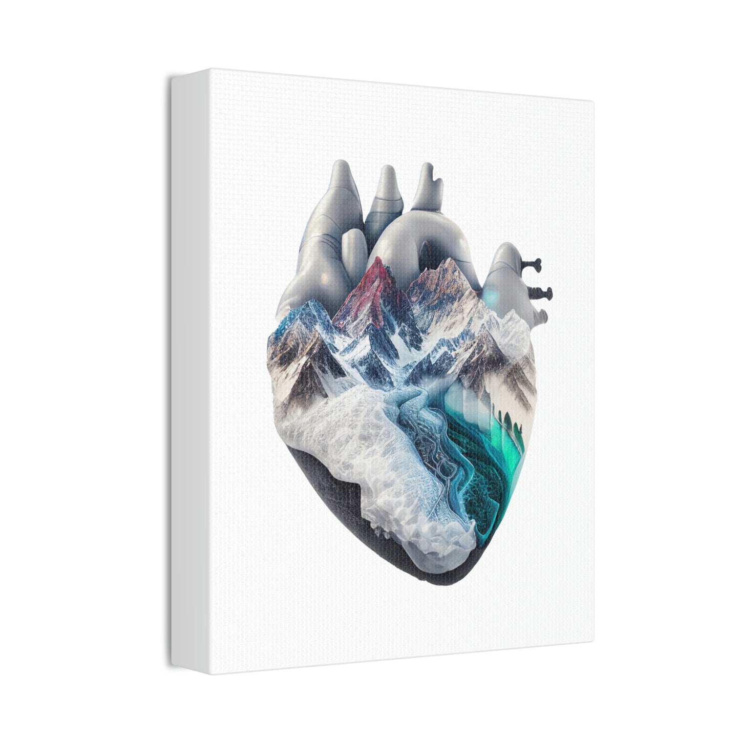 Snow Capped Mountains Heart, ꓥVꓥ Generated - Polyester Canvas
