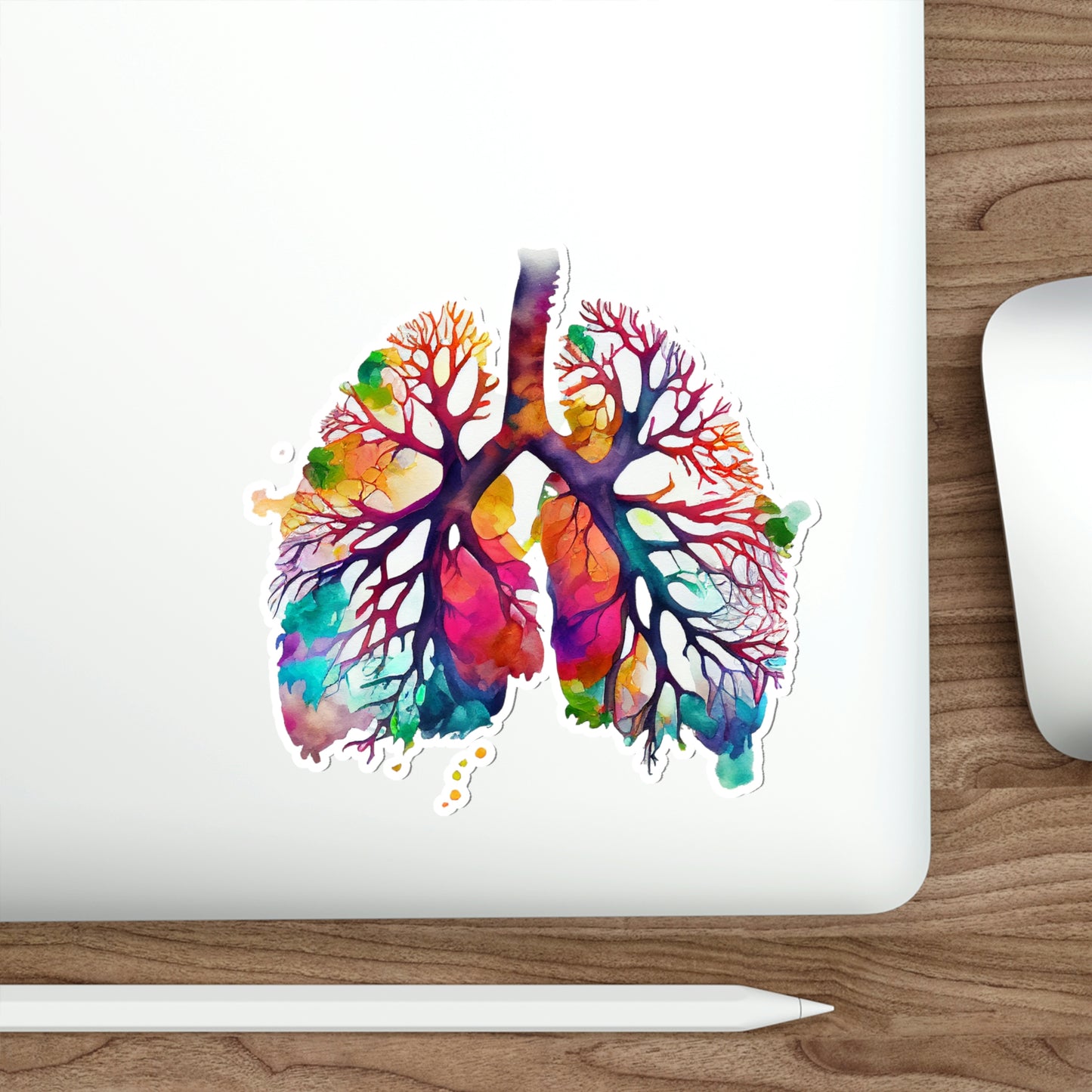 Vibrant Watercolor Lungs Die-Cut Sticker