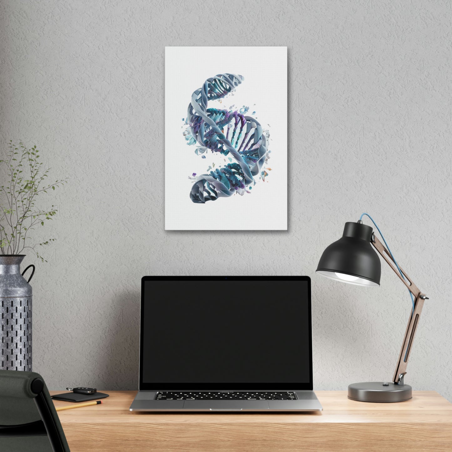 Aquatic Elements Double Helix DNA, ꓥVꓥ Generated - Polyester Canvas