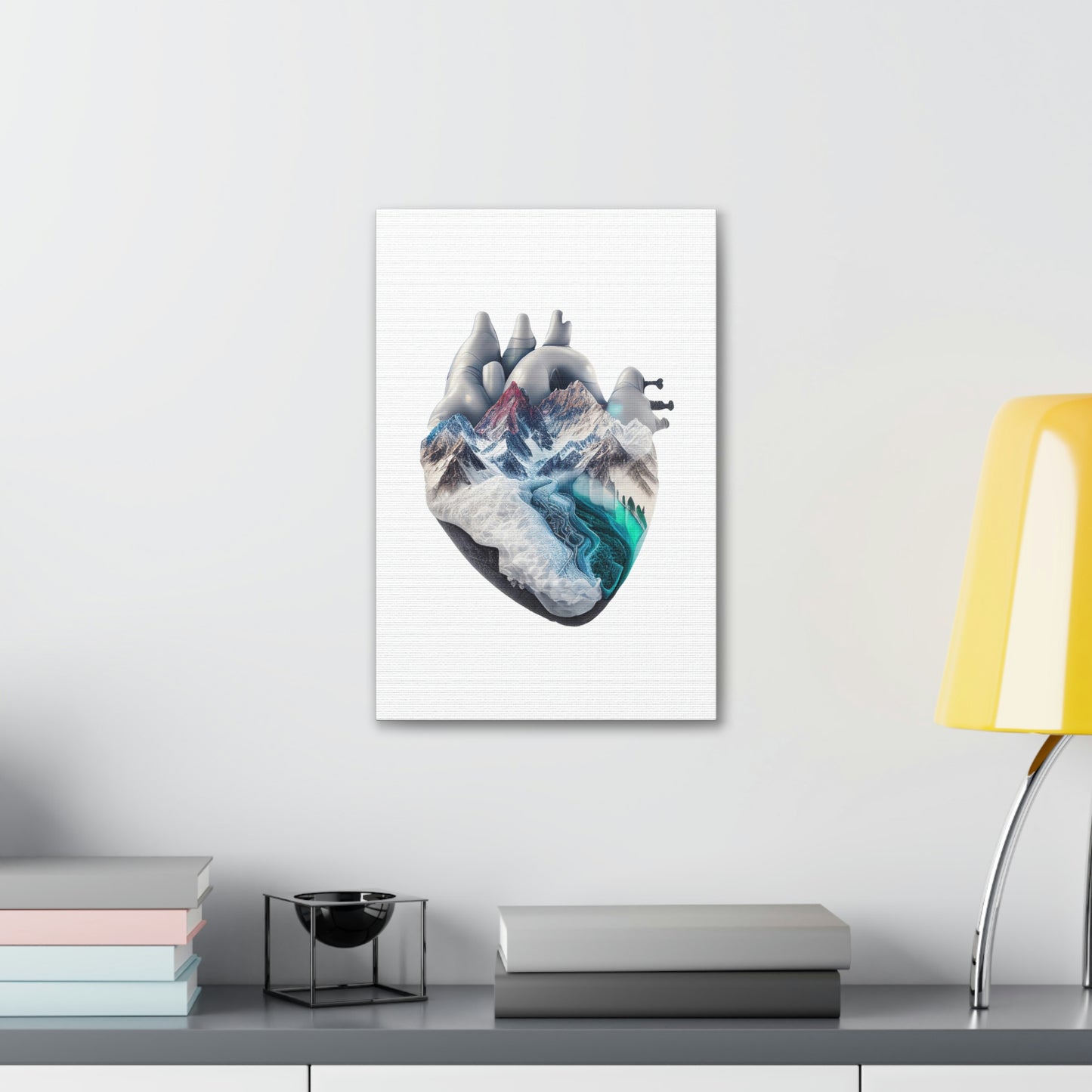 Snow Capped Mountains Heart, ꓥVꓥ Generated - Polyester Canvas