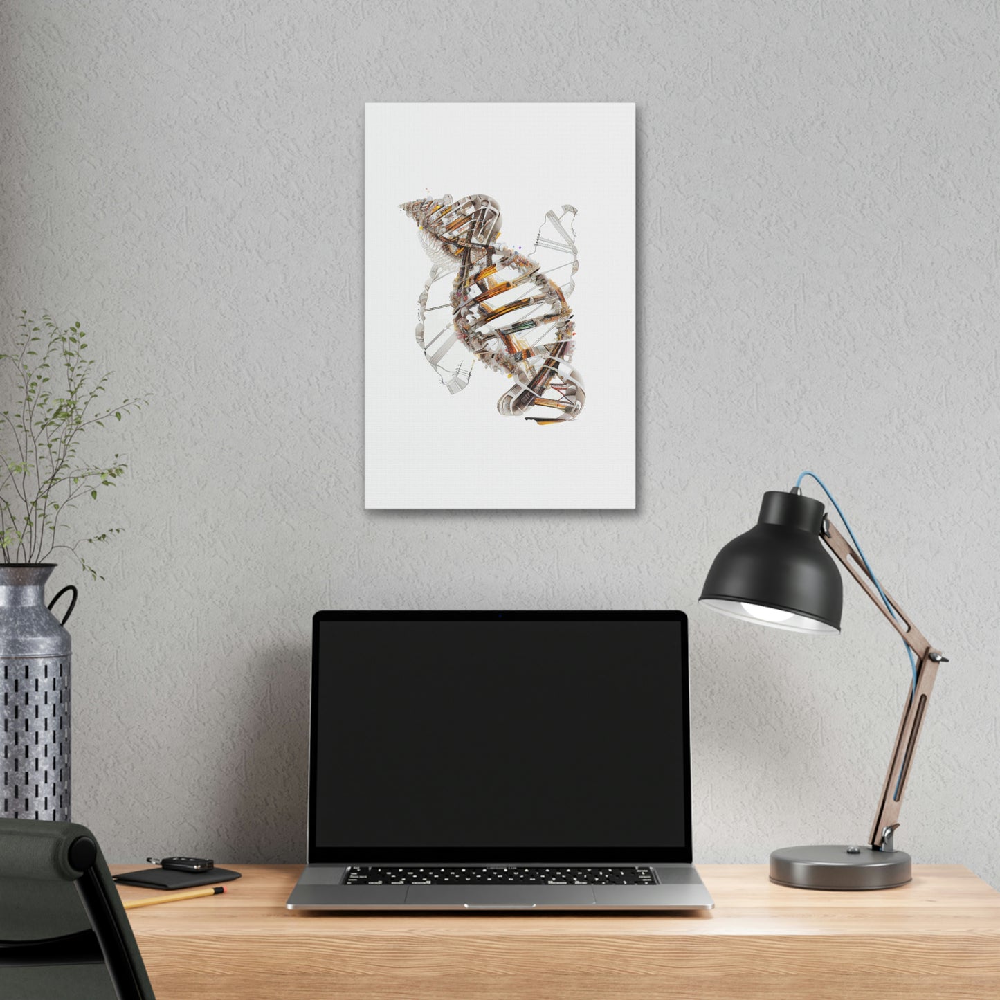 Engineering Plans Double Helix DNA, ꓥVꓥ Generated - Polyester Canvas