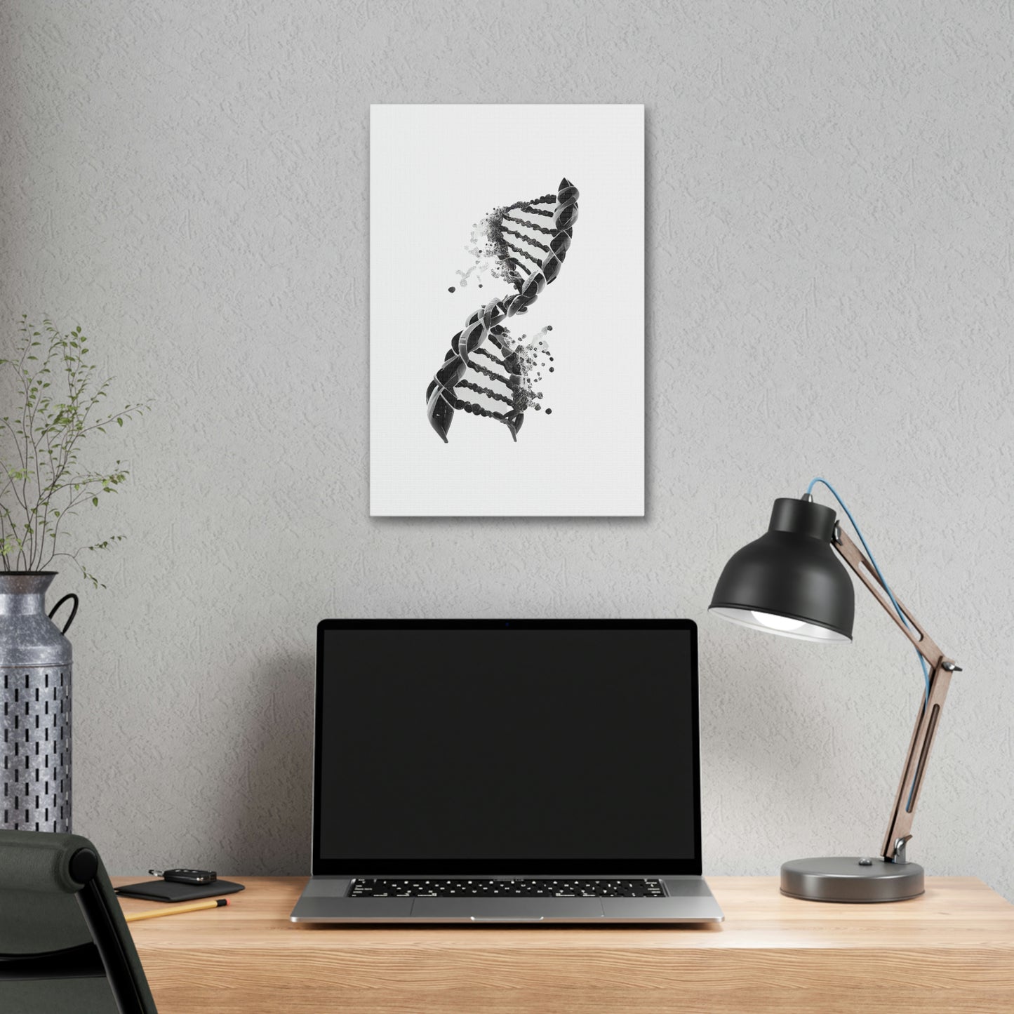 Black Double Helix DNA, ꓥVꓥ Generated - Polyester Canvas