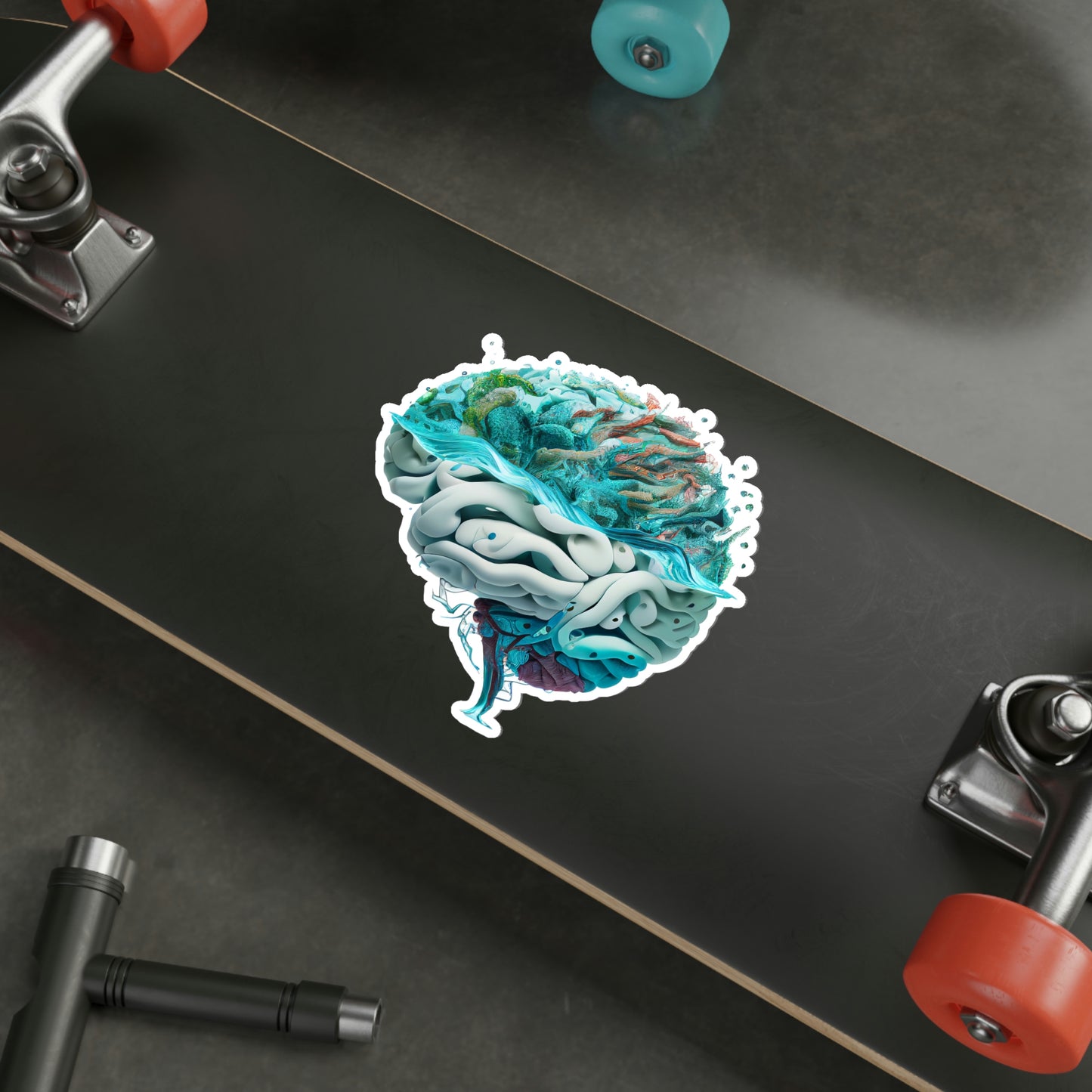 Aquatic Elements Brain Die-Cut Sticker
