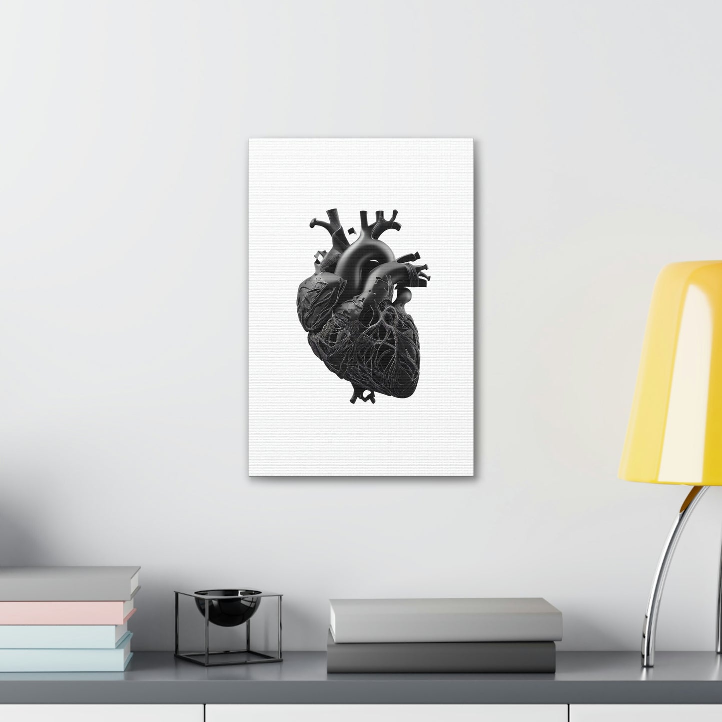 Black Heart, ꓥVꓥ Generated - Polyester Canvas