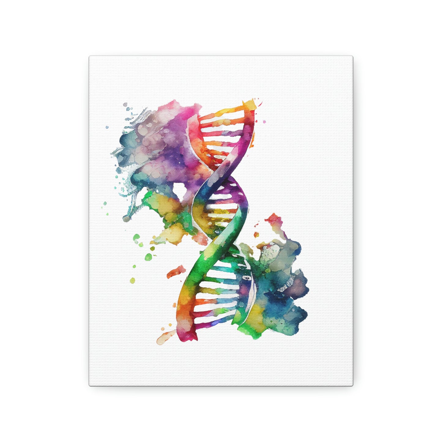 Vibrant Watercolor Double Helix DNA, ꓥVꓥ Generated - Polyester Canvas
