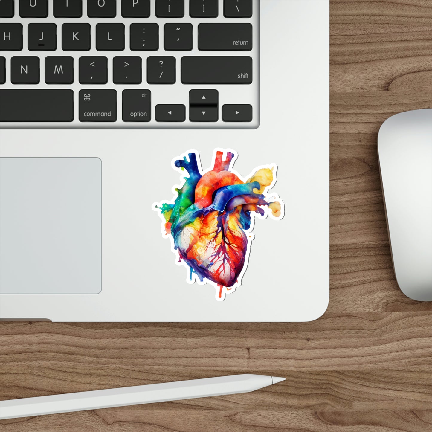 Vibrant Watercolor Heart Die-Cut Sticker