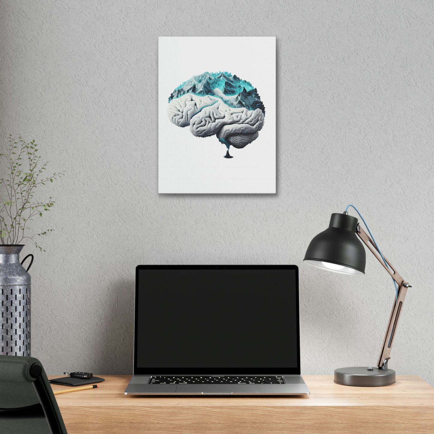 Snow Capped Mountains Brain, ꓥVꓥ Generated - Polyester Canvas