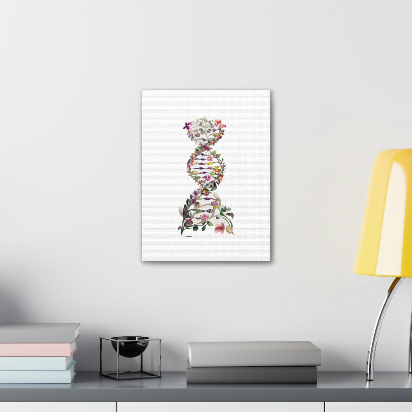 Floral Double Helix DNA, ꓥVꓥ Generated - Polyester Canvas