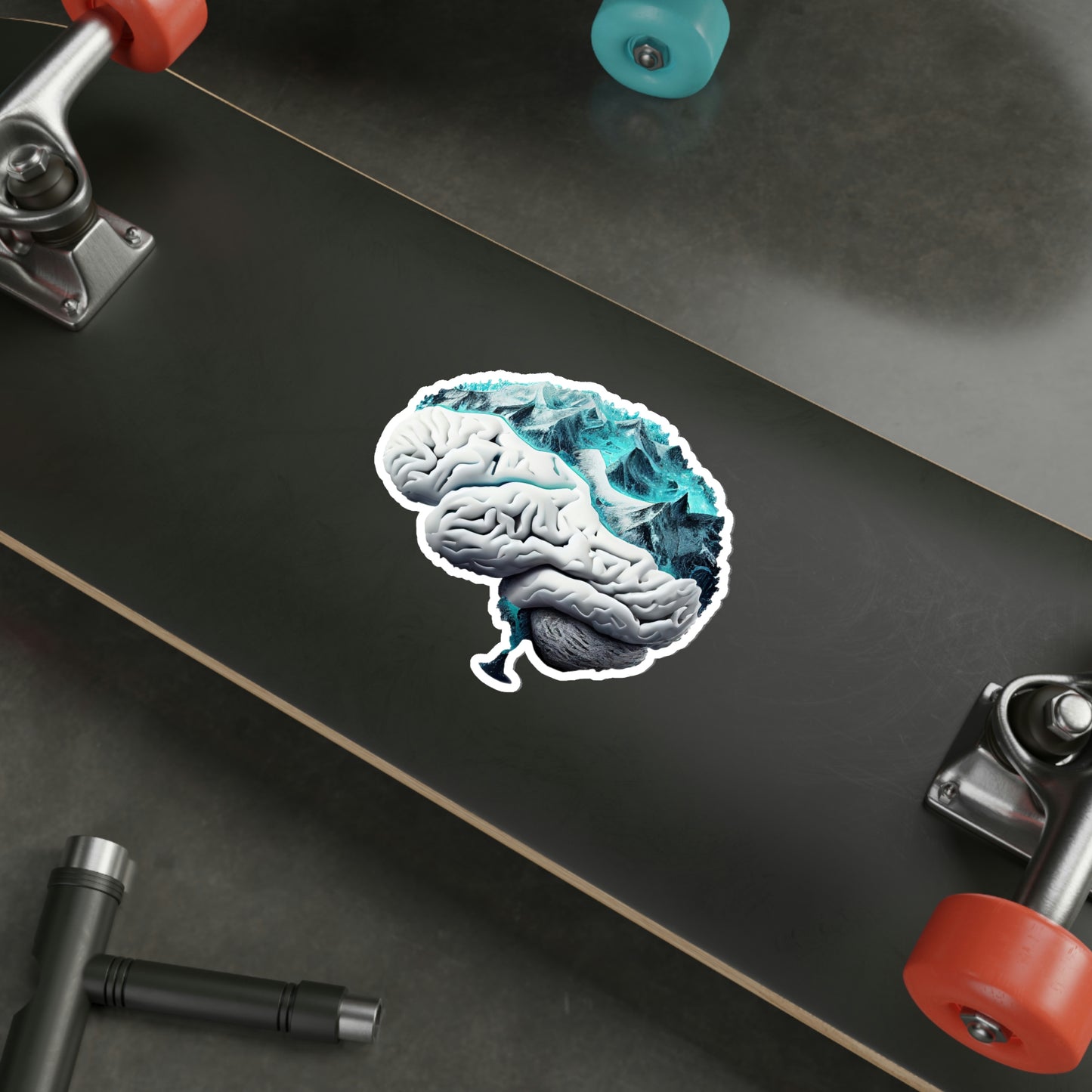 Snow Capped Mountains Brain Die-Cut Sticker