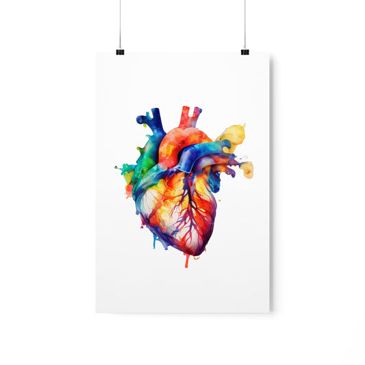 Vibrant Watercolor Heart - Premium Matte Print