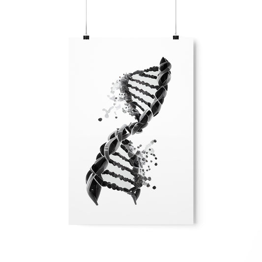 Black DNA Double Helix - Premium Matte Print