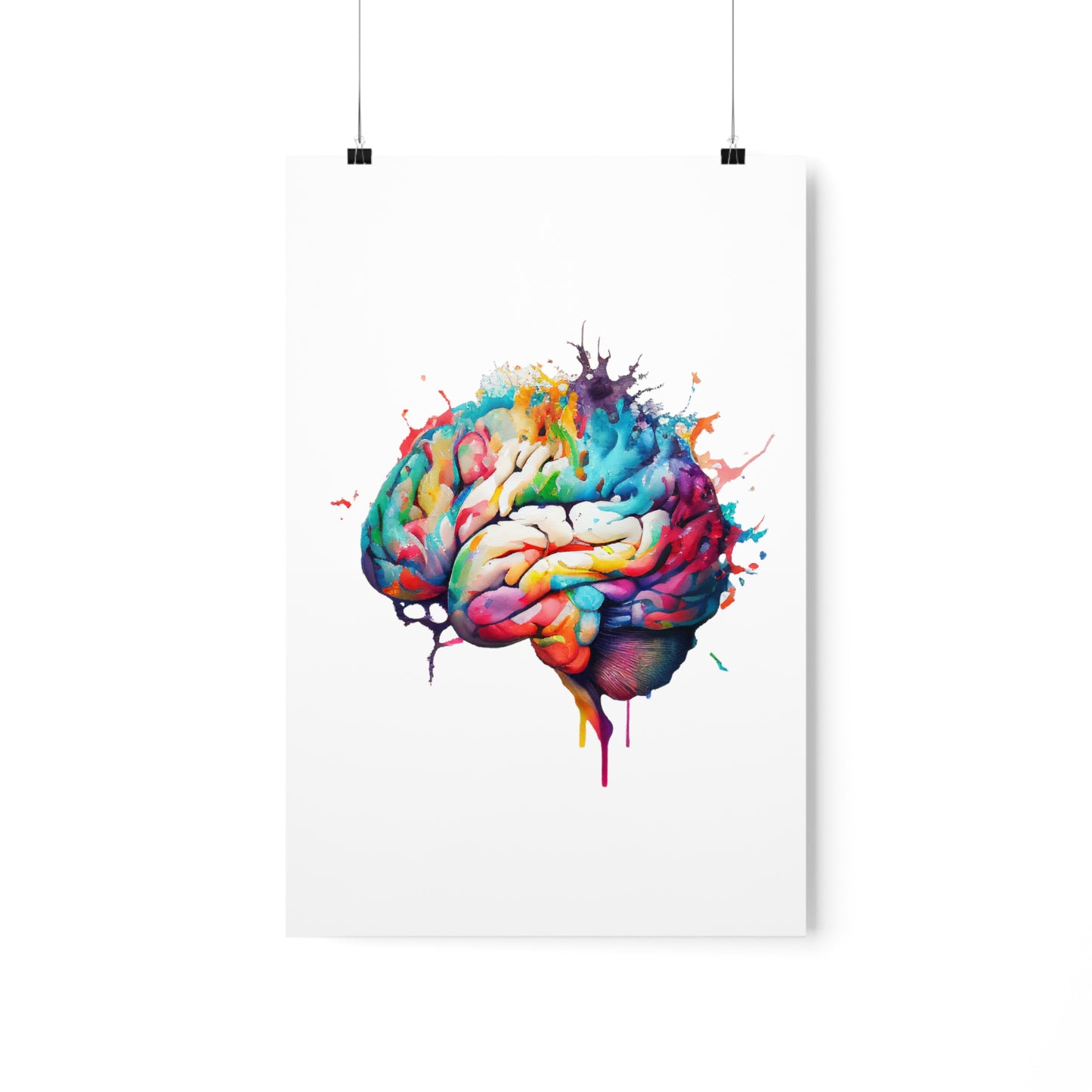 Vibrant Watercolor Brain - Premium Matte Print
