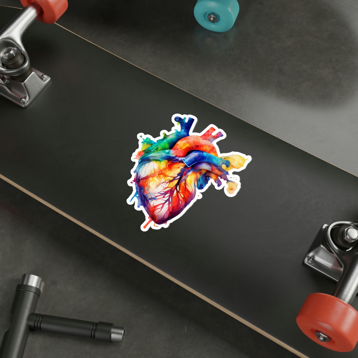 Vibrant Watercolor Heart Die-Cut Sticker
