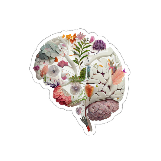 Floral Brain Die-Cut Sticker