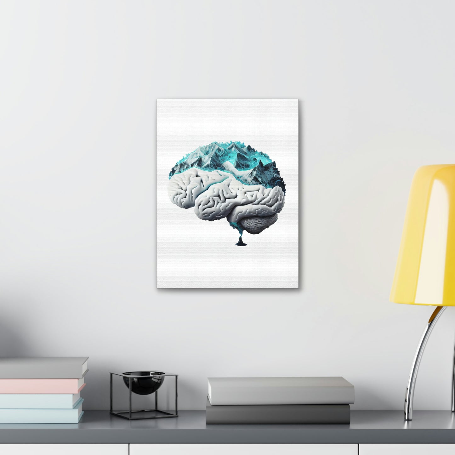 Snow Capped Mountains Brain, ꓥVꓥ Generated - Polyester Canvas