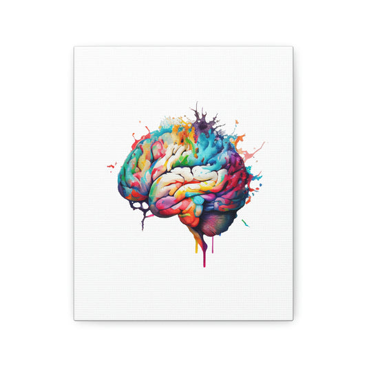 Vibrant Watercolor Human Brain, ꓥVꓥ Generated - Polyester Canvas