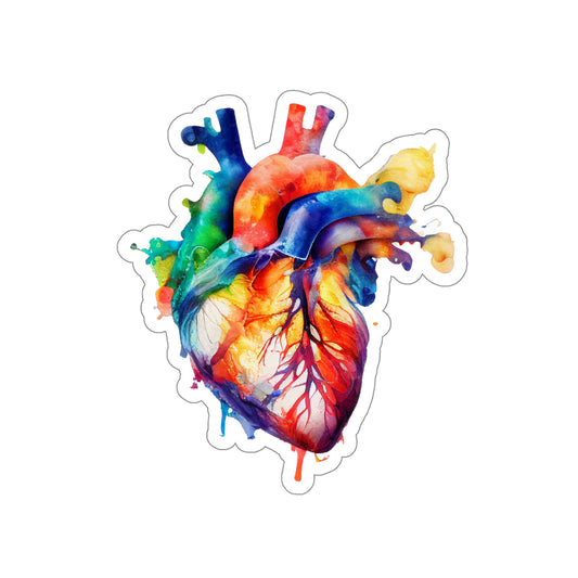 Vibrant Watercolor Heart Die-Cut Sticker