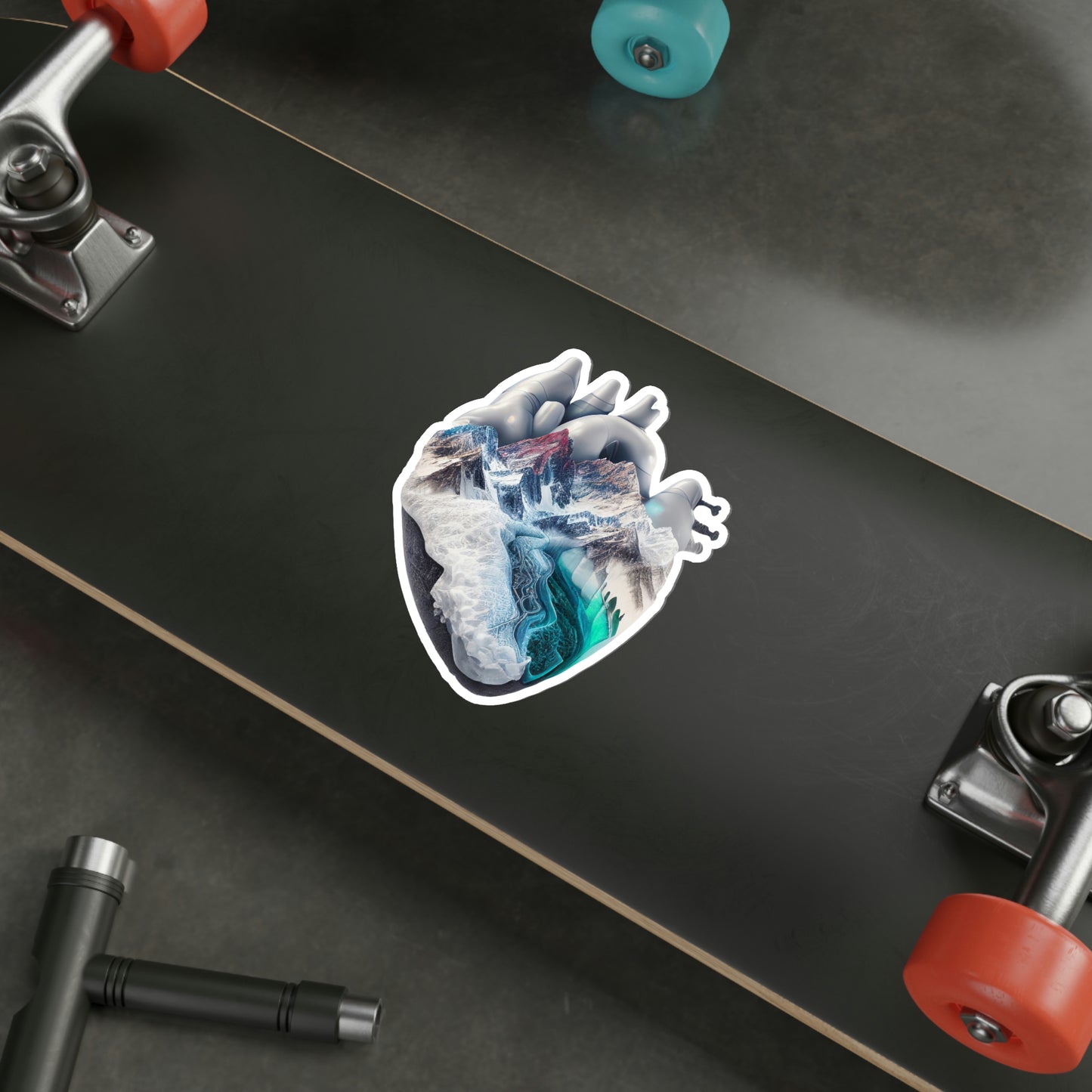 Snow Capped Mountains Heart Die-Cut Sticker