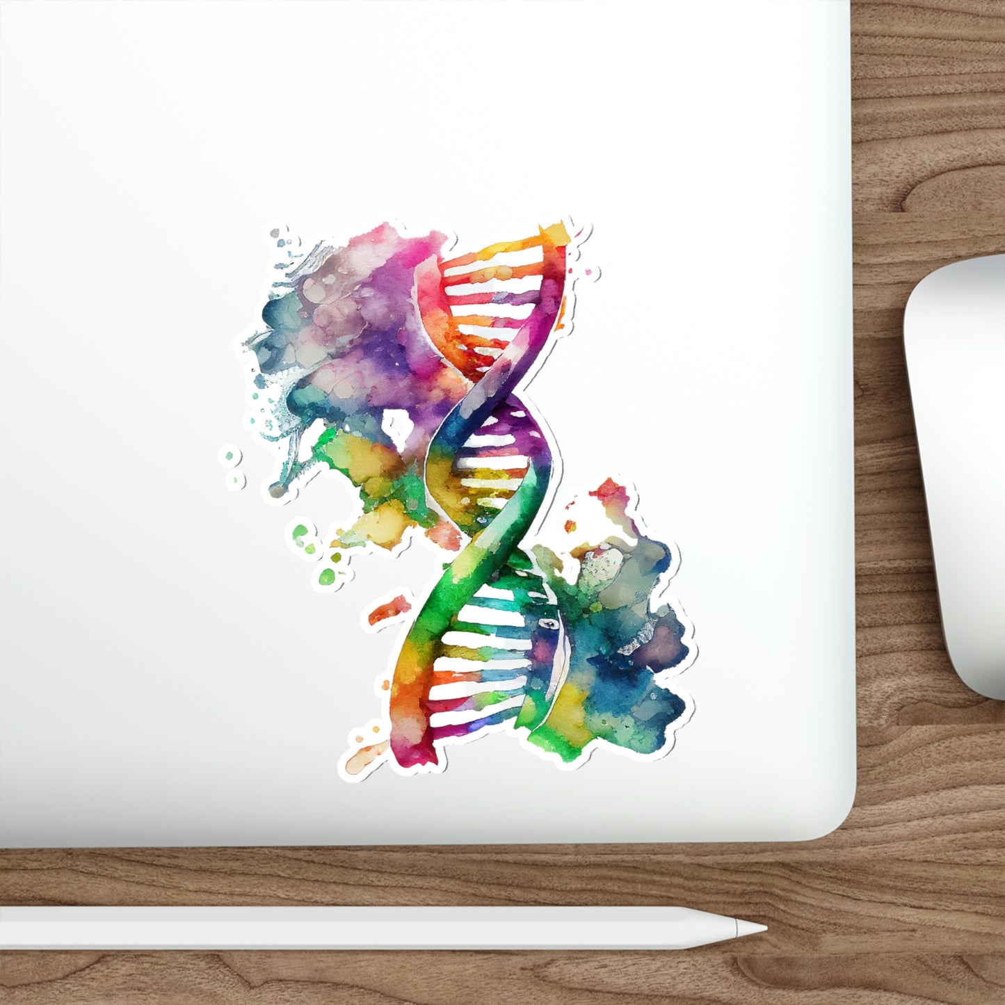 Vibrant Watercolor DNA Die-Cut Sticker