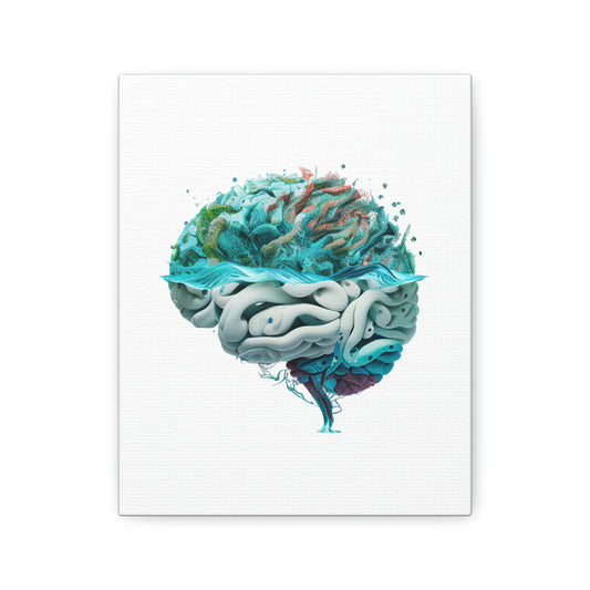 Aquatic Elements Human Brain, ꓥVꓥ Generated - Polyester Canvas