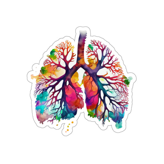 Vibrant Watercolor Lungs Die-Cut Sticker