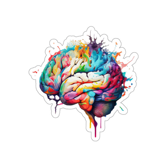 Vibrant Watercolor Brain Die-Cut Sticker