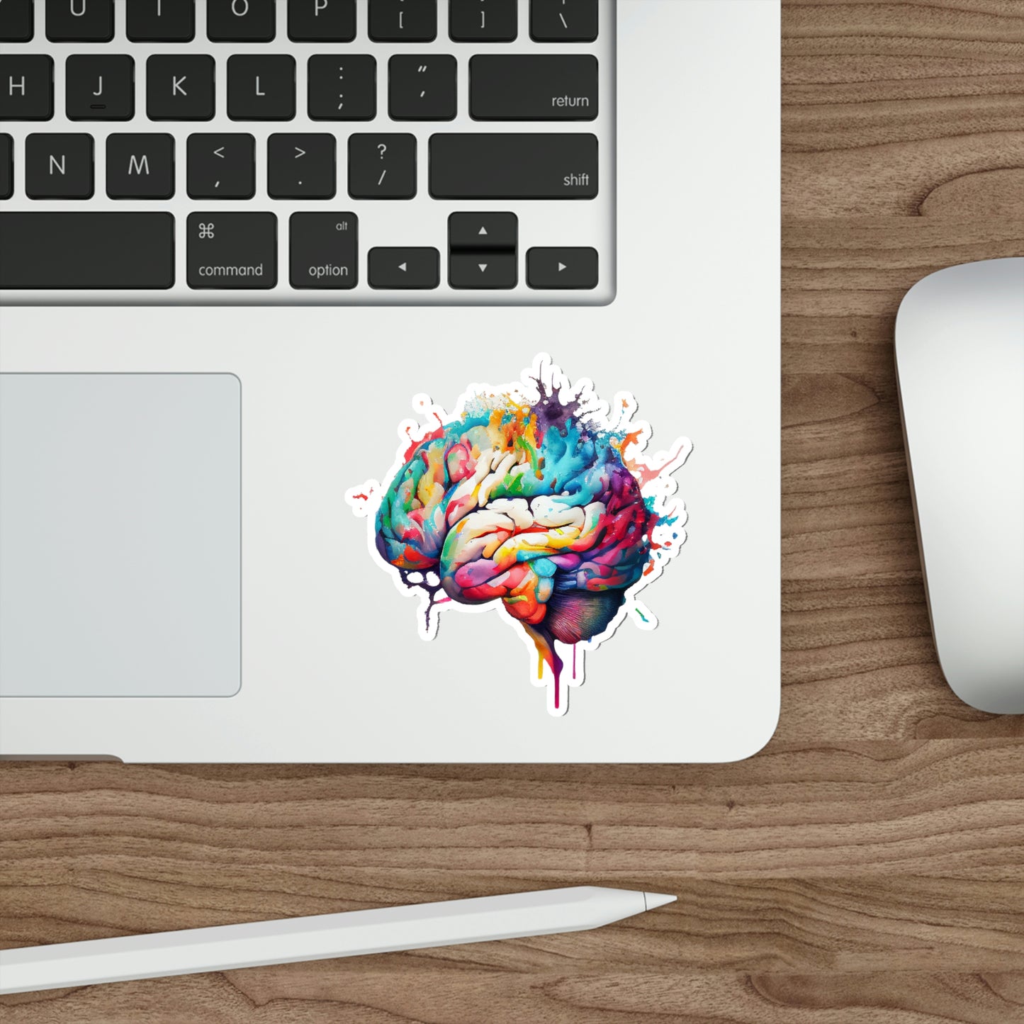 Vibrant Watercolor Brain Die-Cut Sticker