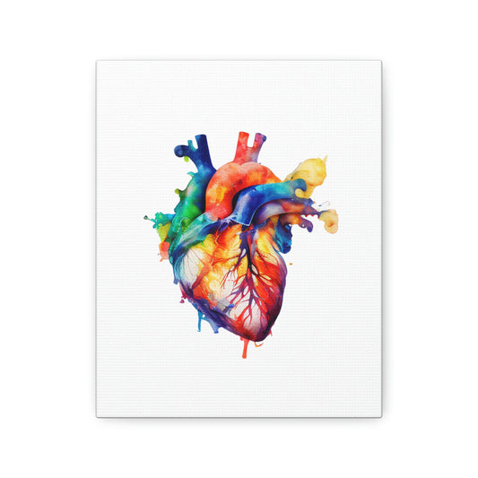 Vibrant Watercolor Human Heart, ꓥVꓥ Generated - Polyester Canvas